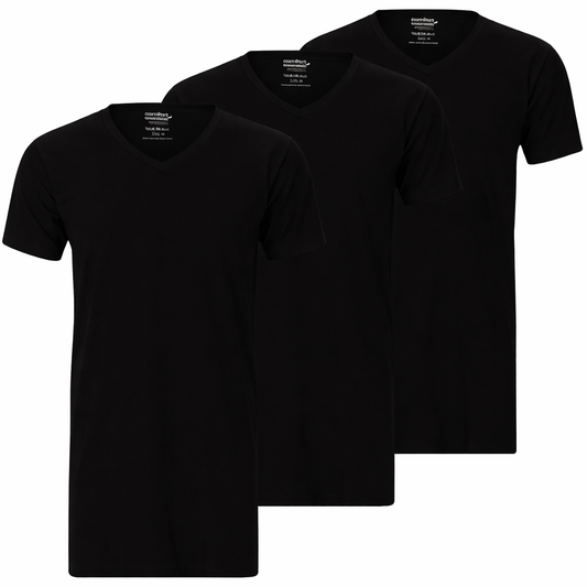 3 extra lange T-shirts met V-hals voor heren