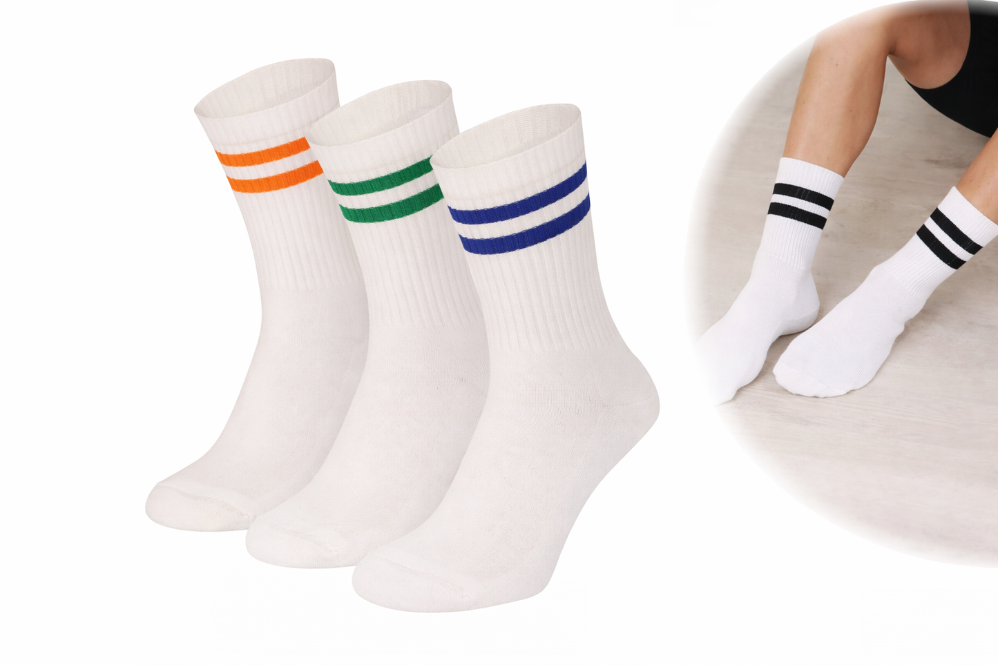 Fashion Sportsokken met Strepen 3pk